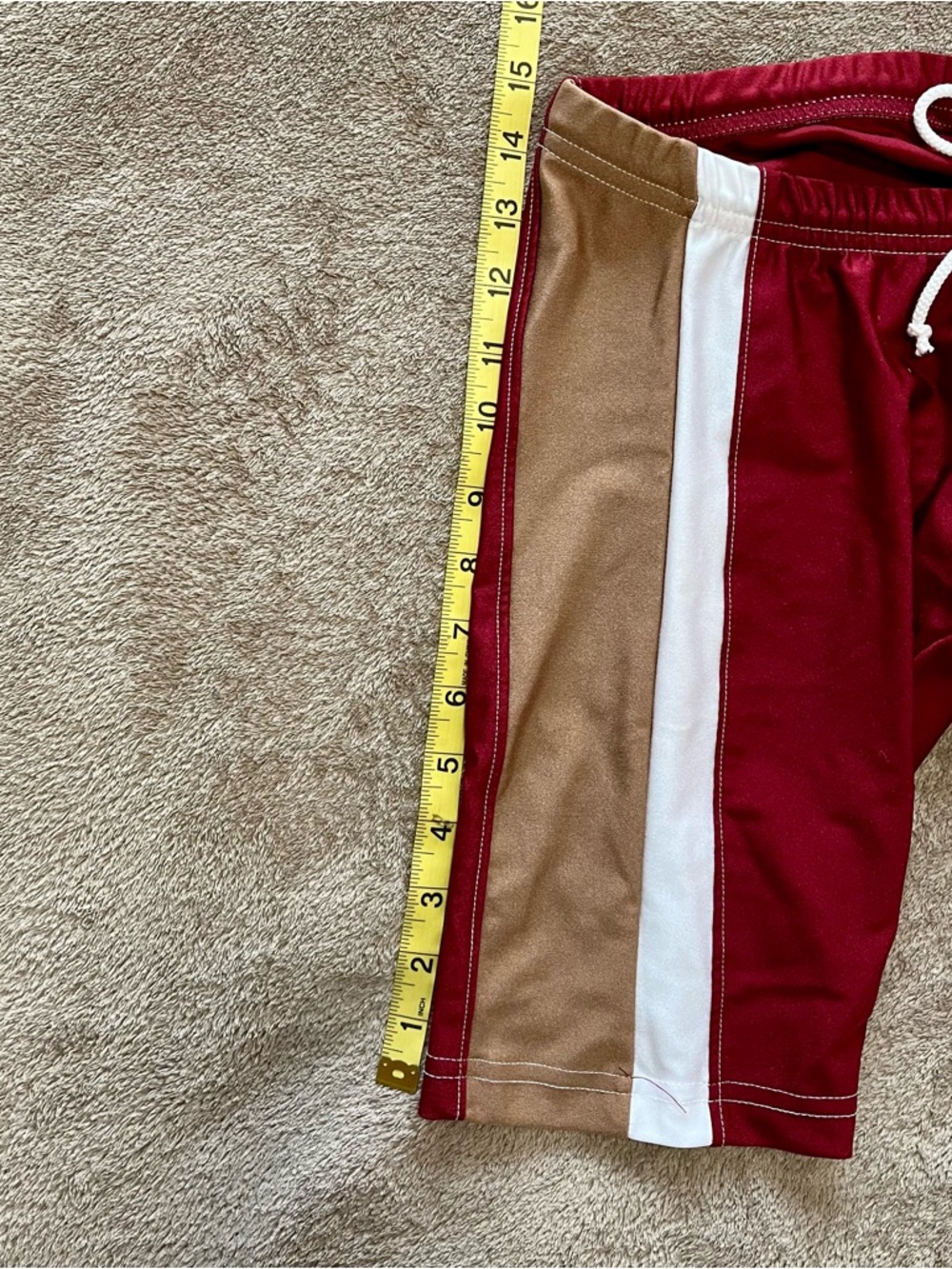 Men's Red Colorblock Swim Jammer with White & Tan Stripes - Picture 6 of 7